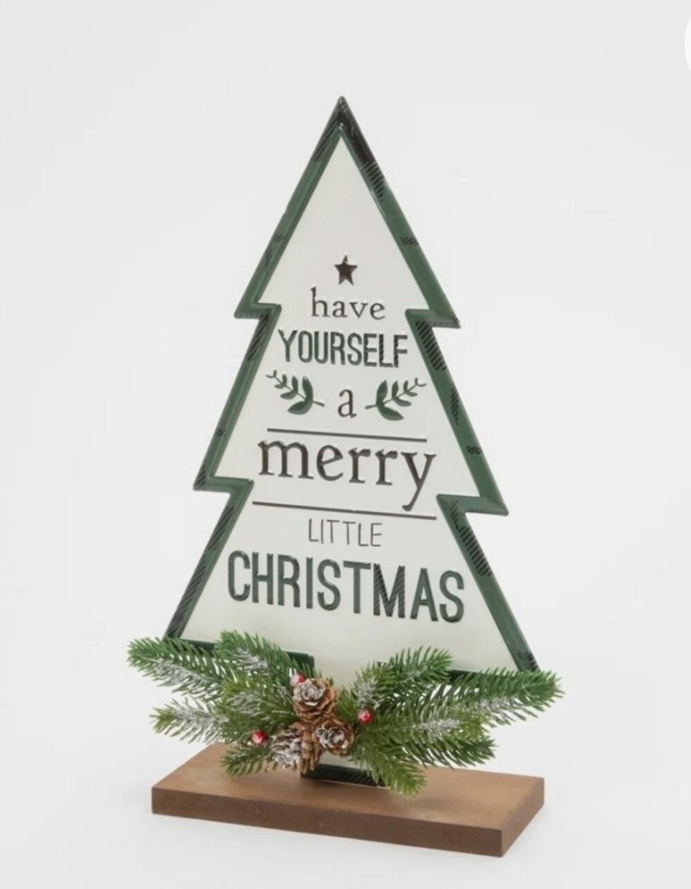 NEW! Gerson Have Yourself a Merry Little Christmas Tree Sign Holiday Decor 16"